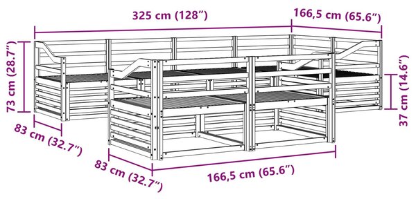 VidaXL Kültéri kanapé szett 7 pcs Természetes Tömör Akácfa