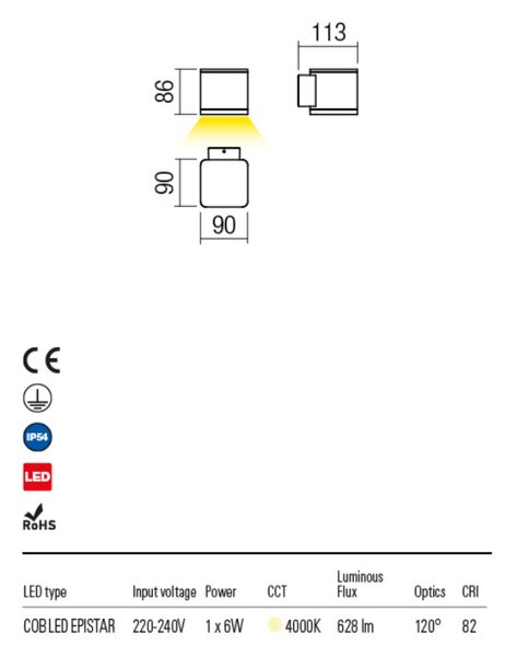 BOTA kültéri LED fali lámpa sötétbarna IP54 6W/4000K