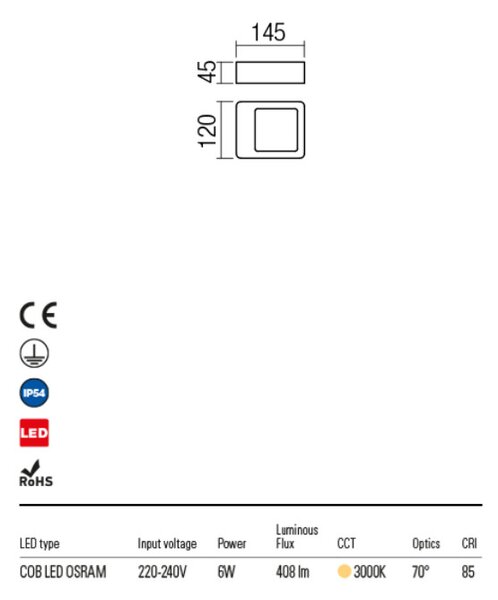HIRO kültéri LED fali lámpa sötétbarna IP54 6W/3000K