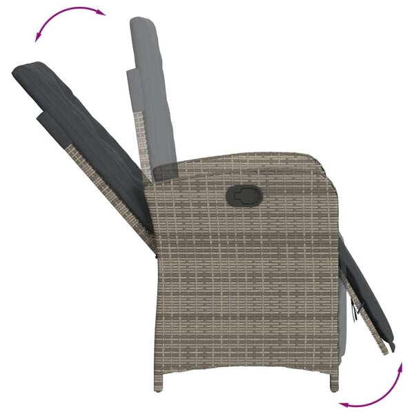 VidaXL 5 részes szürke polyrattan kerti étkezőgarnitúra párnával