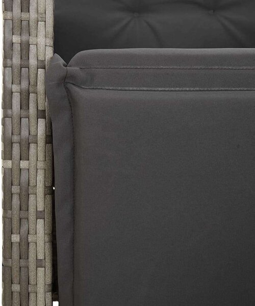 VidaXL 5 részes szürke polyrattan kerti étkezőgarnitúra párnával