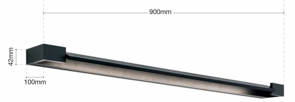 MARILYN LED fürdőszobai tükörvilágítás, matt fekete, 90 cm