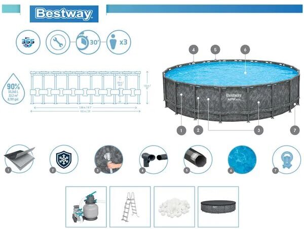 Bestway apx365 kerti medence 610x132cm szűrővel és létra