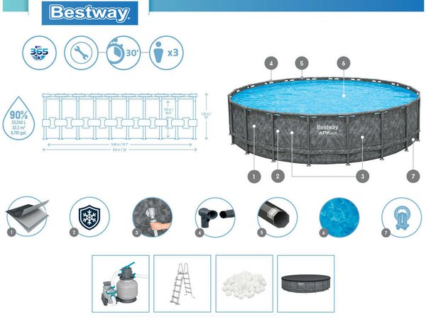 Bestway apx365 kerti medence 610x132cm szűrővel és létra