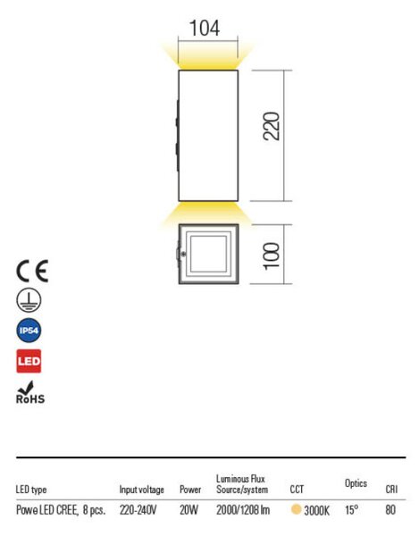 HUB modern LED falilámpa, fehér