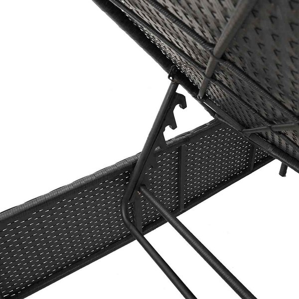VidaXL polyrattan napozóágy asztallal és párnával, Fekete
