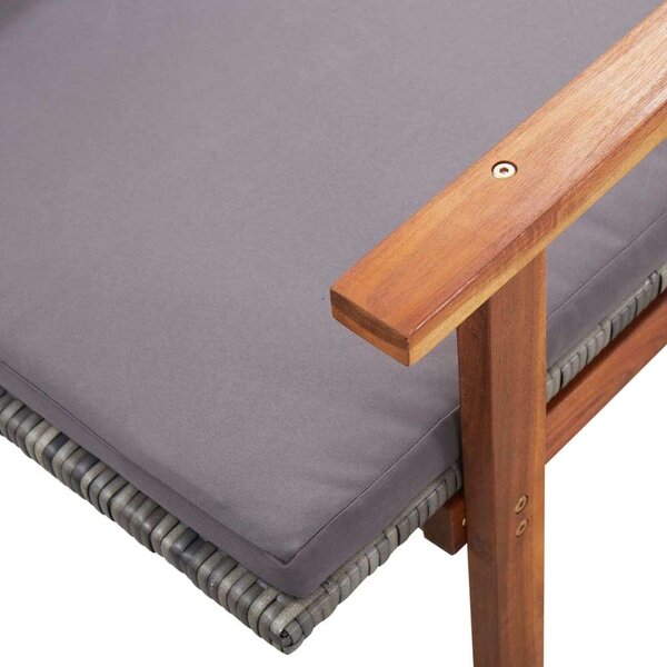VidaXL Akácfa Napozóágy Szürke Polyrattannal - 200cm