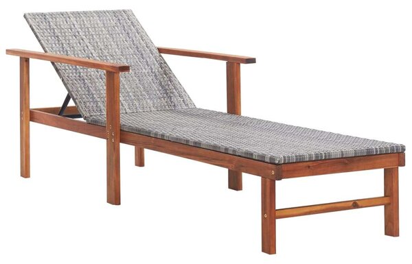 VidaXL Akácfa Napozóágy Szürke Polyrattannal - 200cm