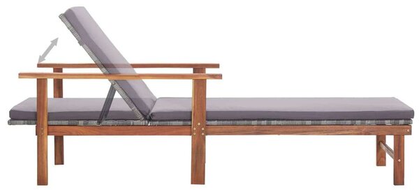 VidaXL Akácfa Napozóágy Szürke Polyrattannal - 200cm