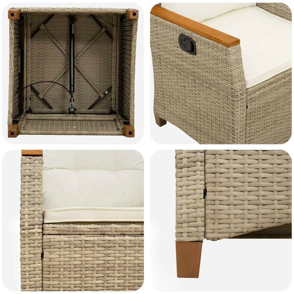 Fekvő Kerti Szék 64 x 57,5 x 112 cm, polirattan, Beige és krém