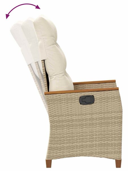 Fekvő Kerti Szék 64 x 57,5 x 112 cm, polirattan, Beige és krém