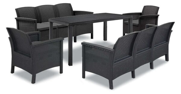 Venus IV Kerti Bútor Garnitúra - 8 személyes - Műanyag Rattan