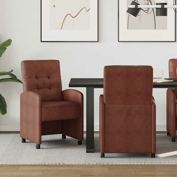 VidaXL Étkező Székek 2 pcs Fényes barna 57 x 67 x 98 cm Műbőr