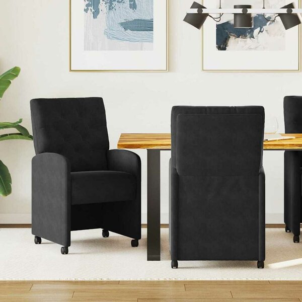 VidaXL Étkező Székek kerekekkel 2 pcs Fekete 58 x 67 x 97 cm Bársony