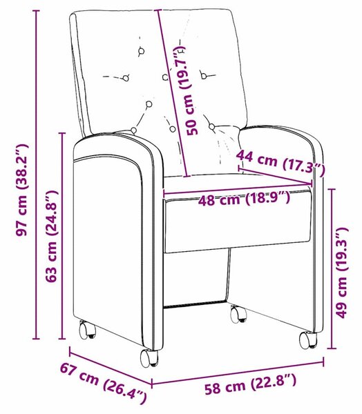 VidaXL Kerekes Étkező Székek 2 pcs Barna 58 x 67 x 97 cm Műbőr