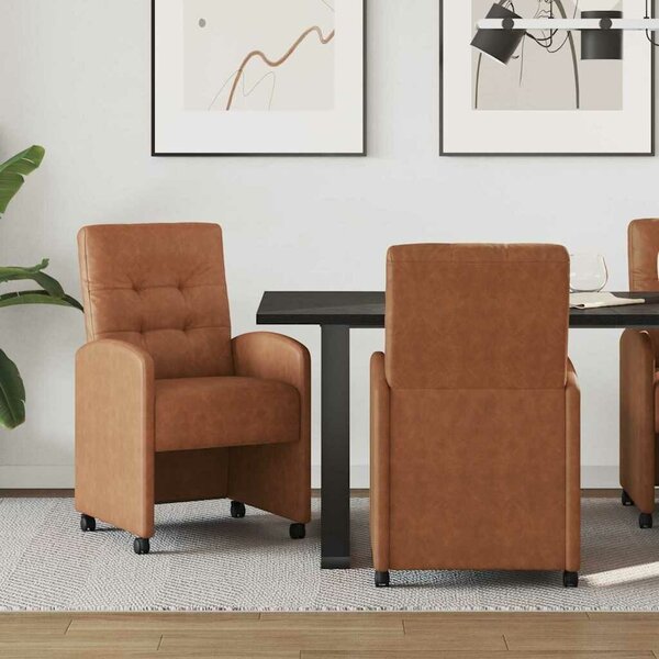 VidaXL Étkező Székek kerekekkel 2 pcs Barna 57 x 67 x 98 cm Műbőr