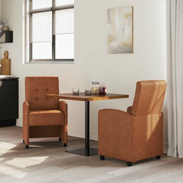 VidaXL Étkező Székek kerekekkel 2 pcs Barna 57 x 67 x 98 cm Műbőr