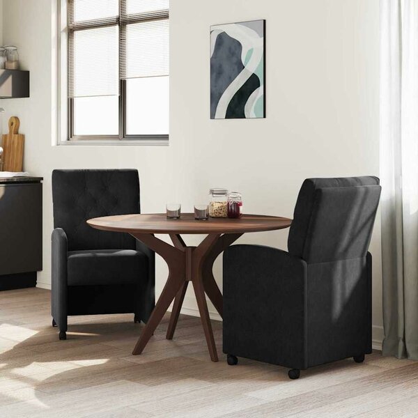 VidaXL Étkező Székek kerekekkel 2 pcs Fekete 58 x 67 x 97 cm Bársony