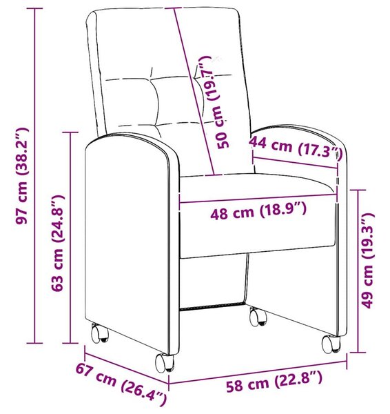 VidaXL Étkező Székek kerekekkel 2 pcs Barna 57 x 67 x 98 cm Műbőr