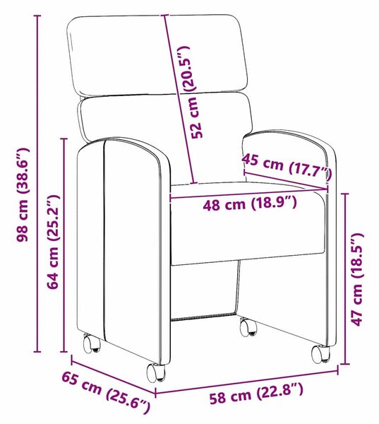 VidaXL Kerekes Étkező Székek 2 pcs Világosszürke 58 x 65 x 98 cm