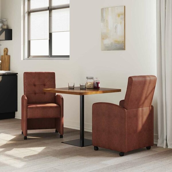 VidaXL Étkező Székek 2 pcs Fényes barna 57 x 67 x 98 cm Műbőr
