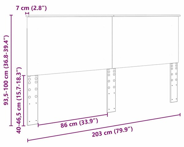 VidaXL Fejtámla Fekete Tölgy 100 cm Mérnöki fa