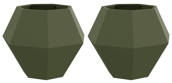 VidaXL Növénytartó 2 pcs Olajzöld 75 x 75 x 60 cm Acél