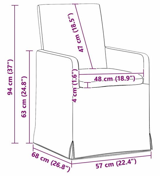 VidaXL Étkező Székek 2 pcs Világosszürke 57 x 67 x 95 cm szövet