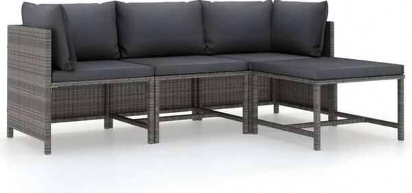 VidaXL Polyrattan Kerti Ülőgarnitúra - 4 részes - Szürke