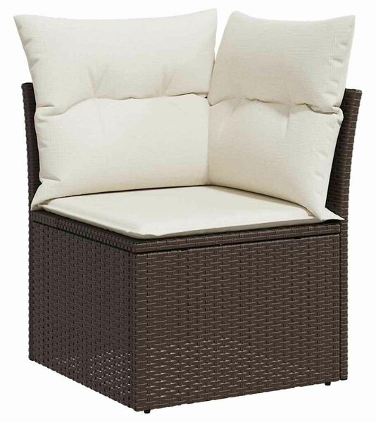9 Darabos Kerti Sofa Szett Barna Rattan Tárolóval Négyzetes