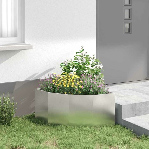 VidaXL Sarok Virágtartó Ezüst 60 x 60 x 35 cm Rozsdamentes acél