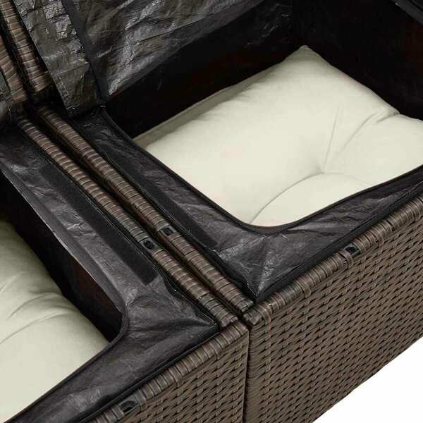 9 Darabos Kerti Sofa Szett Barna Rattan Tárolóval Négyzetes