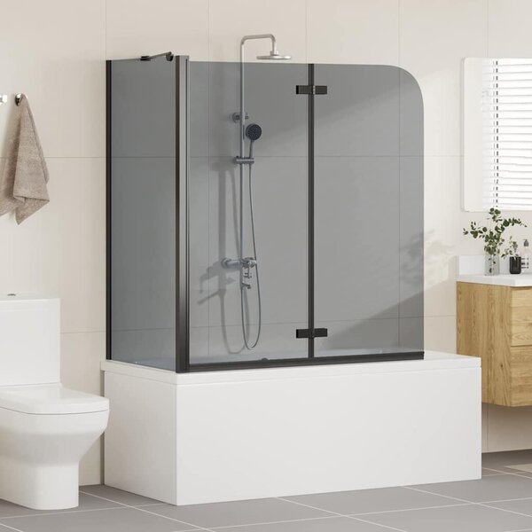 VidaXL Zuhanybeépítés Fekete 120 x 68 x 130 cm ESG üveg és alumínium