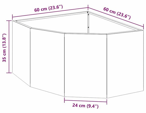 VidaXL Sarok Virágtartó Ezüst 60 x 60 x 35 cm Rozsdamentes acél