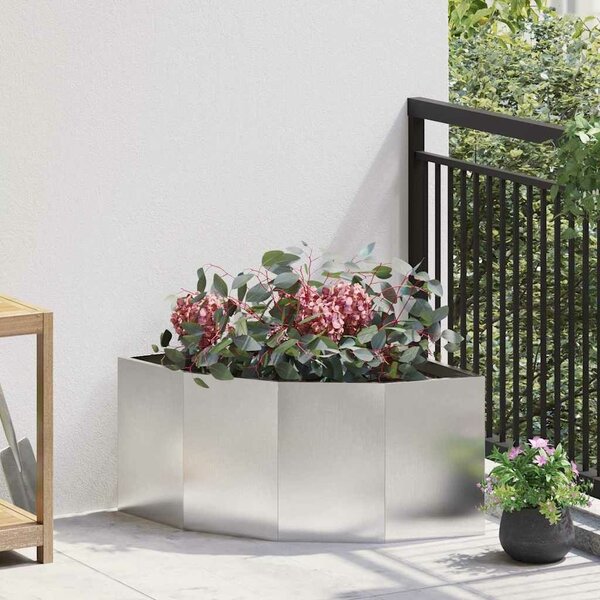 VidaXL Sarok Virágtartó Ezüst 60 x 60 x 35 cm Rozsdamentes acél