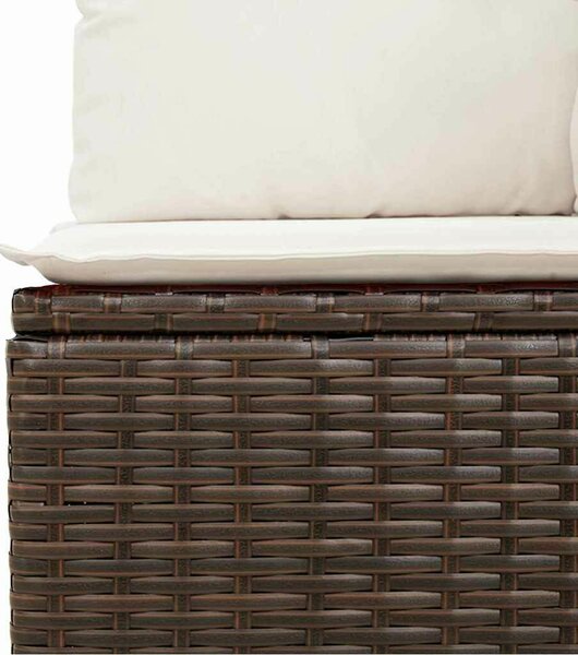 9 Darabos Kerti Sofa Szett Barna Rattan Tárolóval Négyzetes