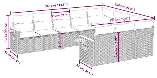 VidaXL Polyrattan Kerti Ülőgarnitúra - 10 részes - Bézs