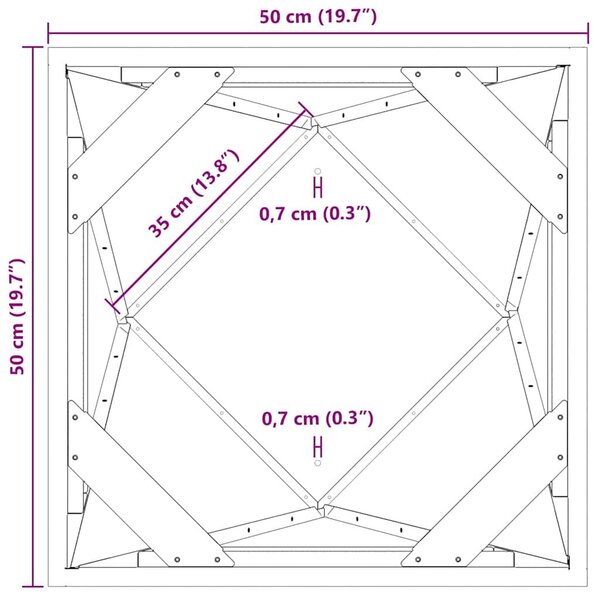 VidaXL Növénytartó 2 pcs Rozsdás 50 x 50 x 75 cm Időjárásálló acél