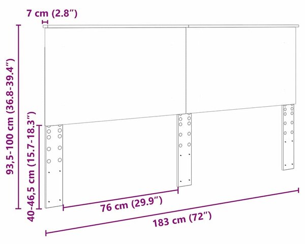 VidaXL Fejtámla Fekete Tölgy 100 cm Mérnöki fa