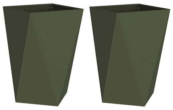 VidaXL Növénytartó 2 pcs Olajzöld 50 x 50 x 75 cm Acél