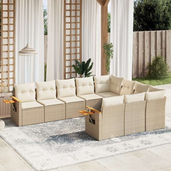 VidaXL Polyrattan Kerti Ülőgarnitúra - 10 részes - Bézs