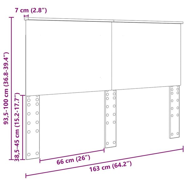 VidaXL Fejtámla Fekete Tölgy 100 cm Mérnöki fa
