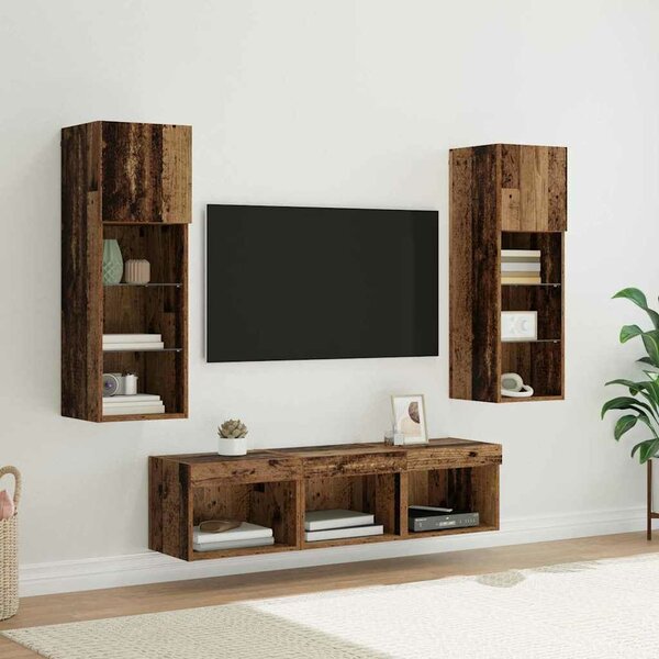 VidaXL TV Fali Egységek 5 pcs Fekete tölgy 60 x 30 x 30 cm Faanyag
