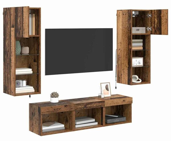 VidaXL TV Fali Egységek 5 pcs Fekete tölgy 60 x 30 x 30 cm Faanyag