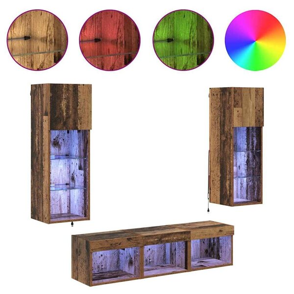 VidaXL TV Fali Egységek 5 pcs Fekete tölgy 60 x 30 x 30 cm Faanyag
