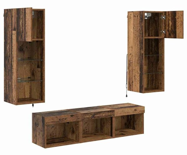 VidaXL TV Fali Egységek 5 pcs Fekete tölgy 60 x 30 x 30 cm Faanyag