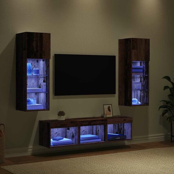 VidaXL TV Fali Egységek 5 pcs Fekete tölgy 60 x 30 x 30 cm Faanyag