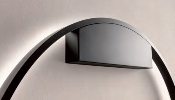 FEBE modern LED fali lámpa, kerek, indirekt, matt fekete, 4000K, 40 cm