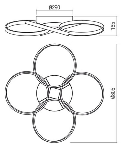 ESPIRAL modern LED mennyezeti lámpa, ötös, fehér