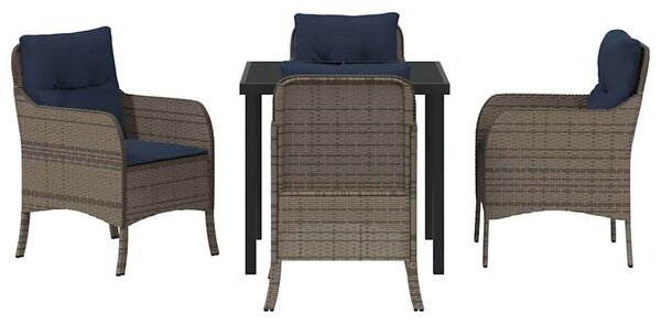 VidaXL Kert étkező szett párnával 5 pcs Szürke polirattan
